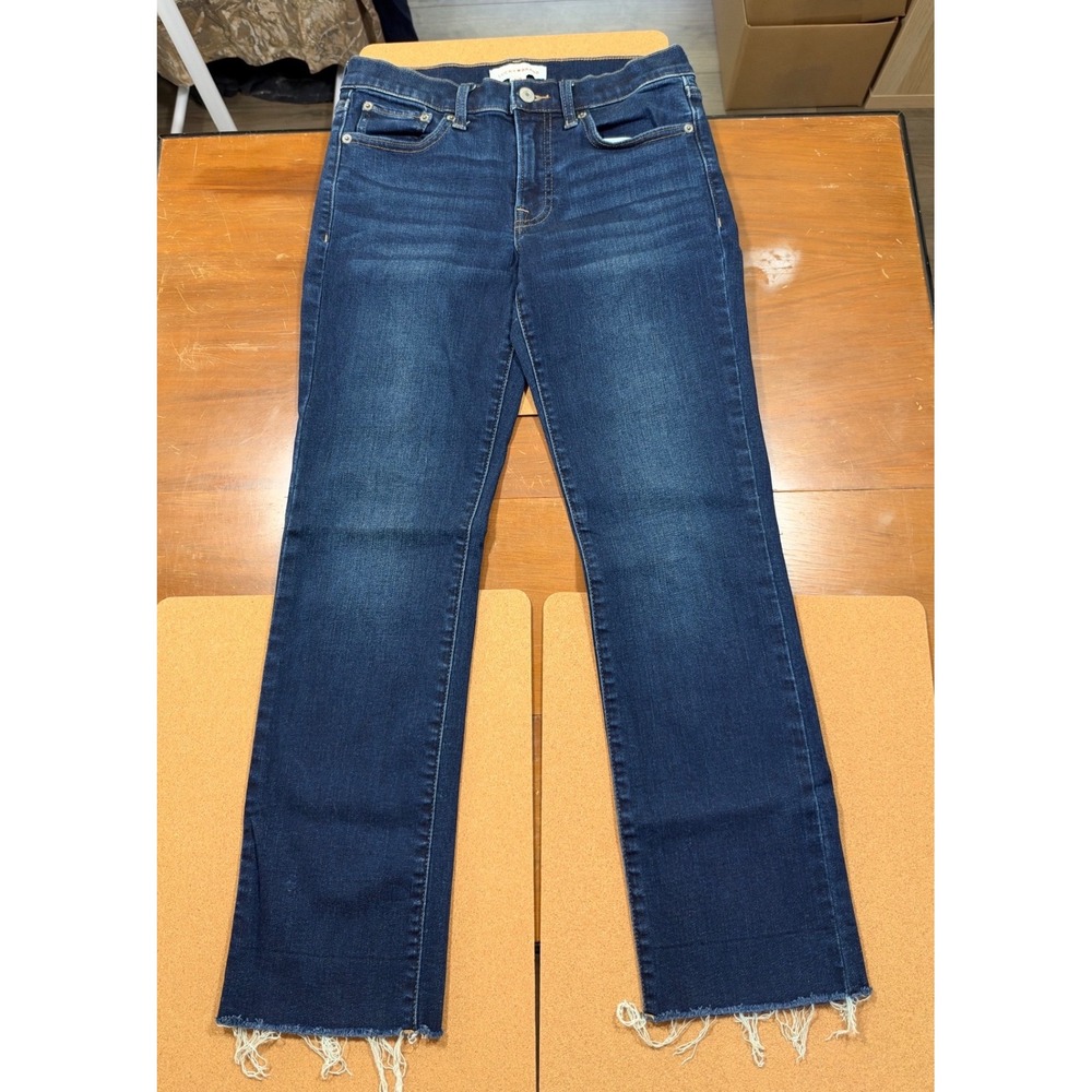 Lucky Brand Bootcut Jeans Women's 6/28 Dark Blue Excellent Frayed Raw Hem Denim